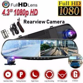 1080P HD Rearview Mirror Car DVR Dual Dash Cam Camera Front Rear Video Recorder