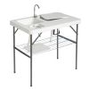 101*65.5*92cm HDPE Rectangular With Barbed Wire Foldable Outdoor Fish Killing Table White